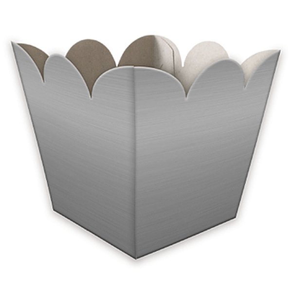 Cachepot de Papel Cartão Liso Prata - Tamanho 10x9x9cm - 8 Unidades