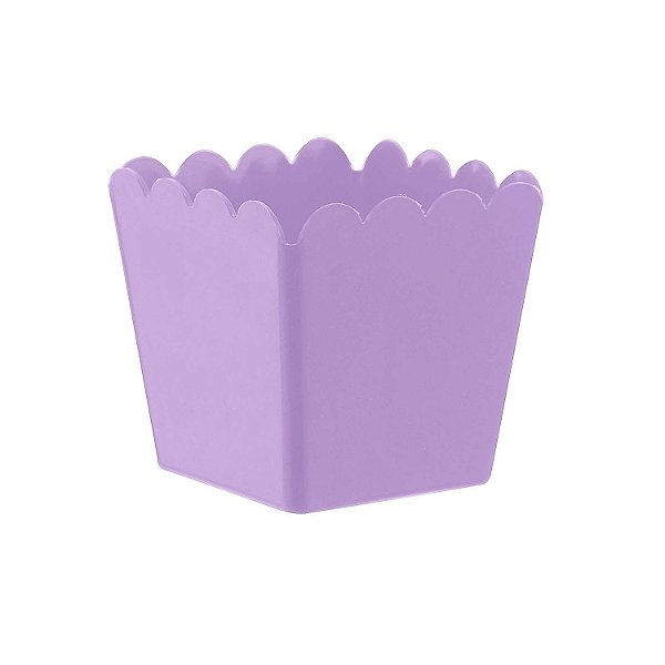 Cachepot de Plástico Quadrado Lilás - 8x8x6cm