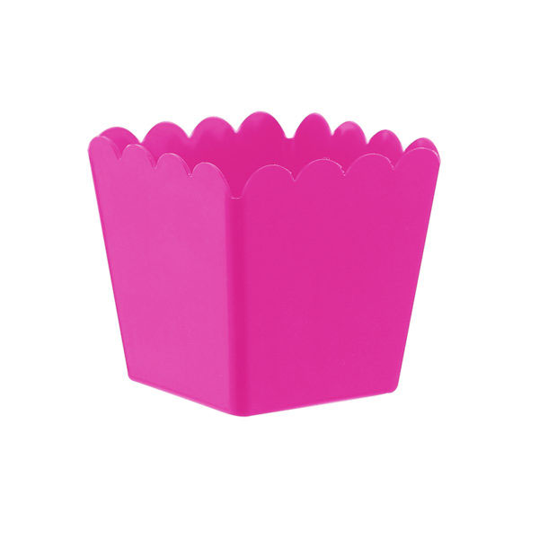 Cachepot de Plástico Quadrado Pink - 8x8x6cm