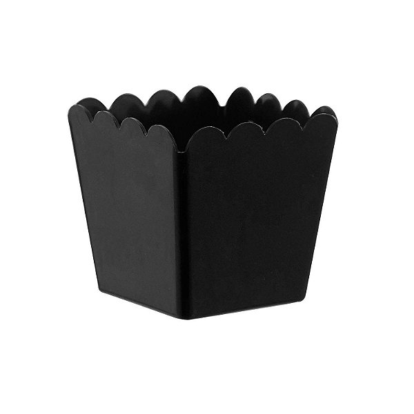 Cachepot de Plástico Quadrado Preto - 8x8x6cm