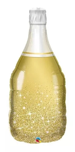 Balão Garrafa Champagne Metalizado Decoração Réveillon - 45x86cm
