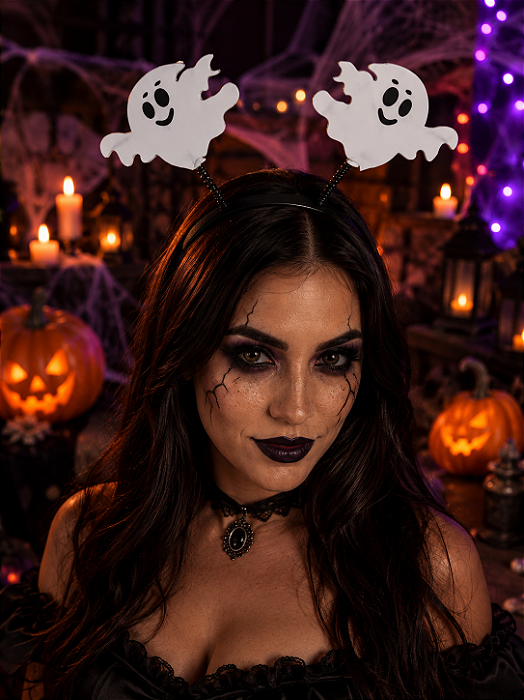 Tiara de Halloween Fantasminha Feliz