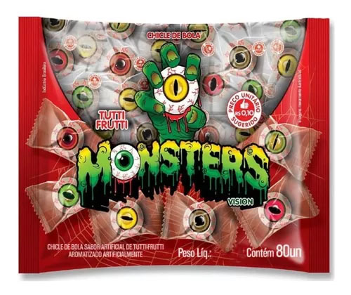 Chiclete Monster Vision Tutti-frutti C/80 - 440G