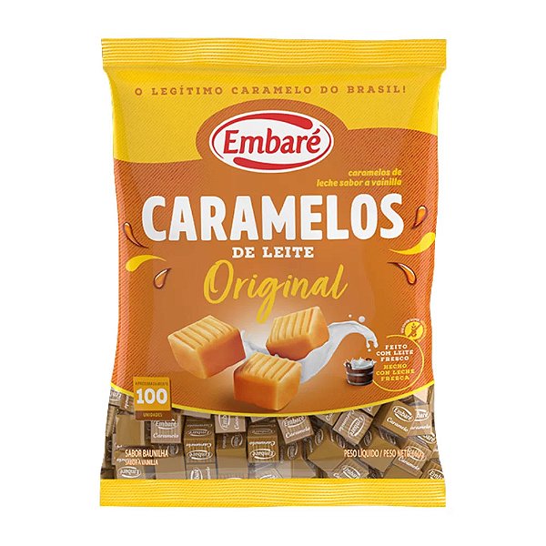 Bala Caramelos Leite Original 660g - Aprox. 100 Unidades - Embaré