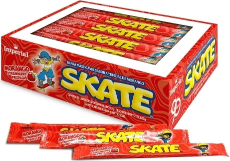 Bala Mastigável Skate Morango C/50 un - 600g