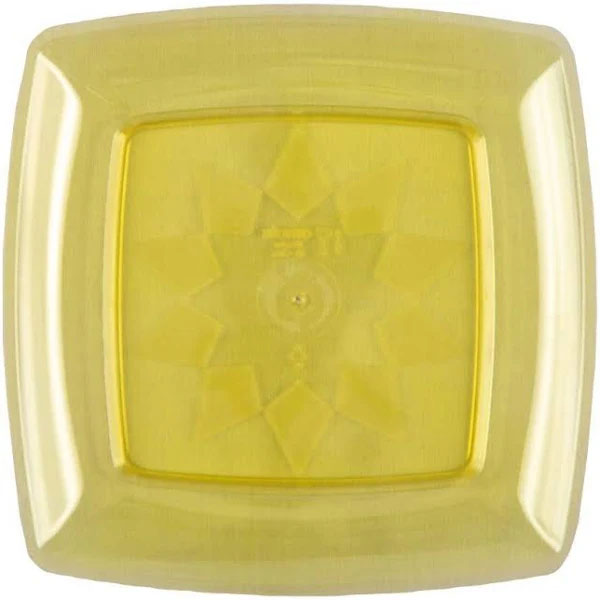 Prato Acrílico Quadrado Translúcido Amarelo 21cm- 10 Unidades
