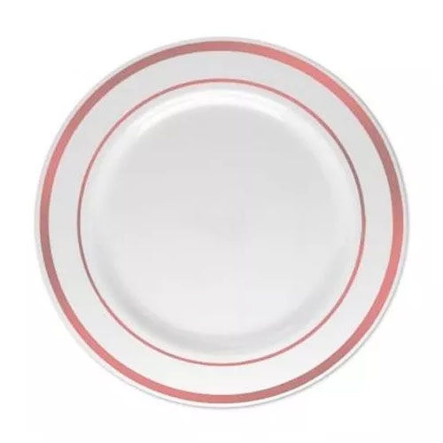 Pratos Refeição Descartáveis De Luxo Rose Gold 26cm - 6 Unidades