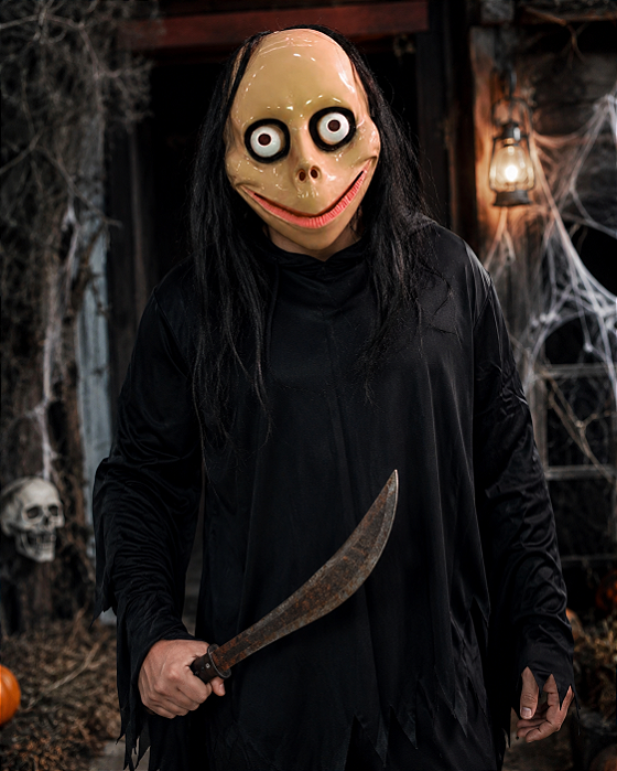 Máscara Homem Passaro Momo Com Cabelo Festa Haloween