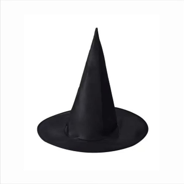 Chapéu De Bruxa Halloween Liso Preto - Tamanho 48x36cm