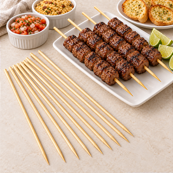 Palito Bambu Para Churrasco Espeto 25cm - 40 Unidades