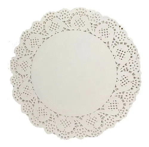 Toalha Rendada Papel Branco / 8,5cm - 100 Unidades