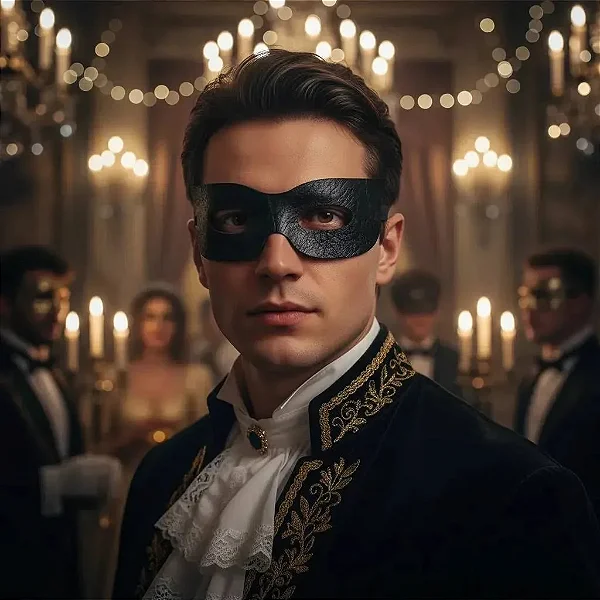 Máscara Zorro Preta Veludo C/ Fita Halloween