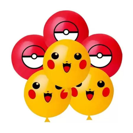 Balão Bexiga Pokémon Pokébola 11 Pol Redondo - 25 Unidades