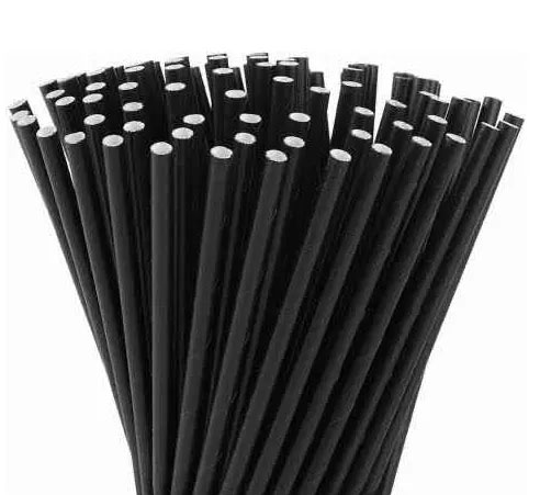 Canudo De Papel Biodegradável Preto - 25 Unidades