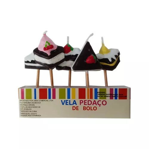 Vela De Aniversario No Palito Formato Pedaço de Bolo - 5 Unidades