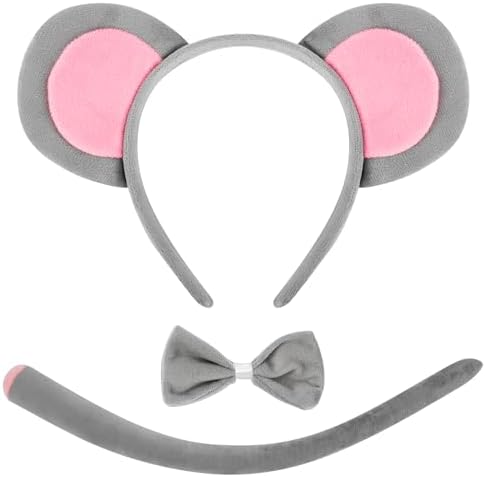 Kit Fantasia Ratinha 3 Peças (Tiara, Gravatinha e Rabinho)