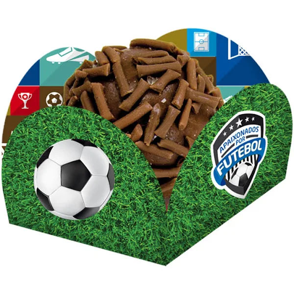 Porta Forminha Para Doces Festa Futebol 3,5x3,5cm - 40 Unidades