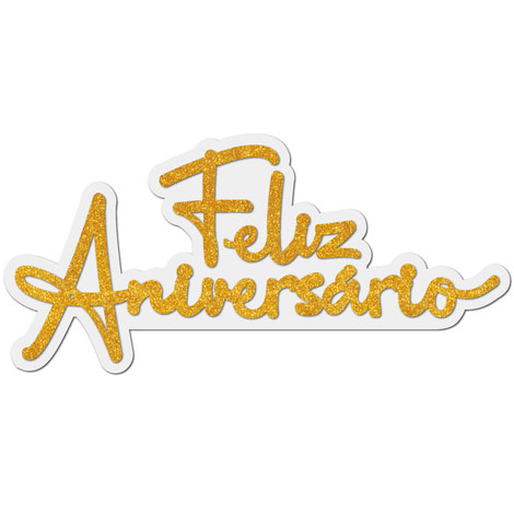 Faixa EVA Feliz Aniversário 2 Dourado e Branco Gritter - 60x23cm