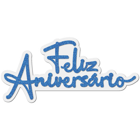 Faixa EVA Feliz Aniversário 2 Azul e Branco Gritter - 60x23cm