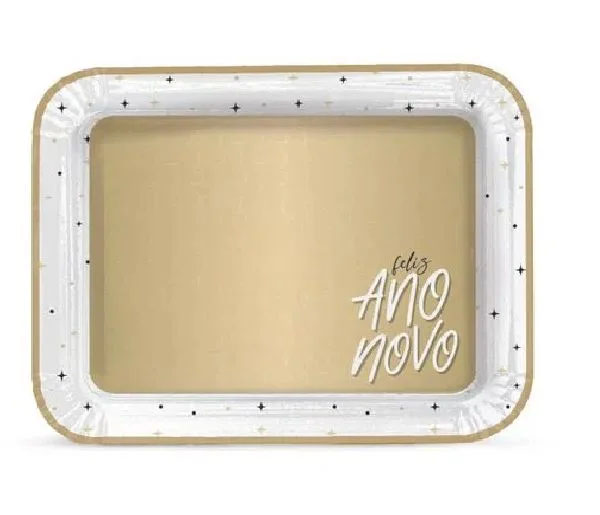Bandeja Laminada De Papel Retangular Feliz Ano Novo