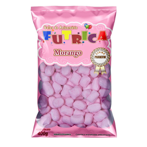 Bala de Coco Morango - 400 Gramas