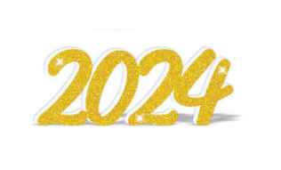 Enfeite Letreiro de E.V.A 2024 de Glitter Dourado - 40x15cm