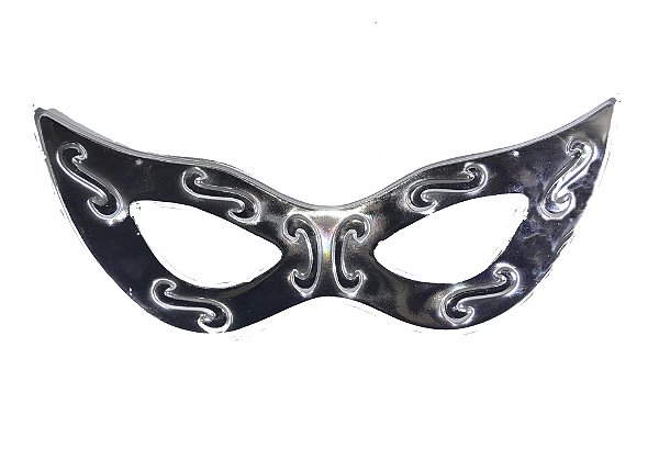 Máscara Grande Metalizada Tiazinha Decoração - Prata - 77cm x 33cm