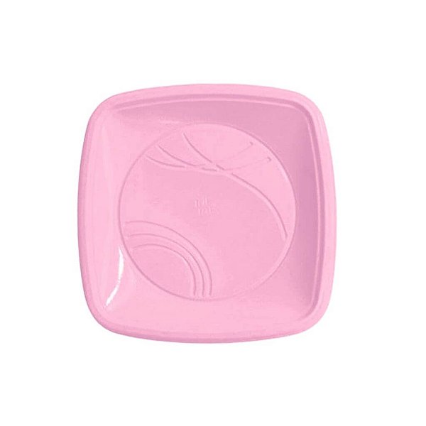 Prato Quadrado 15 cm - Rosa - 10 Unidades