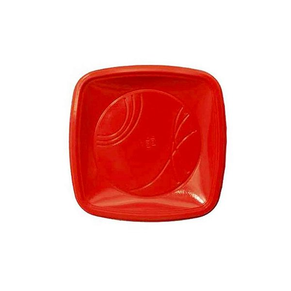 Prato Quadrado 15 cm - Vermelho - 10 Unidades
