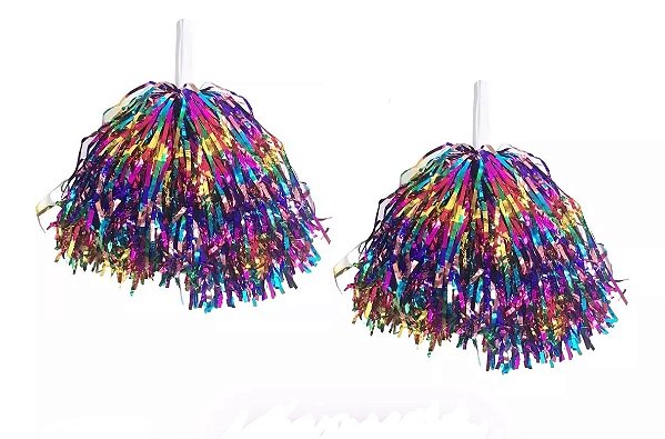 Pom Pom Torcida Metalizado Colorido - 1 Par