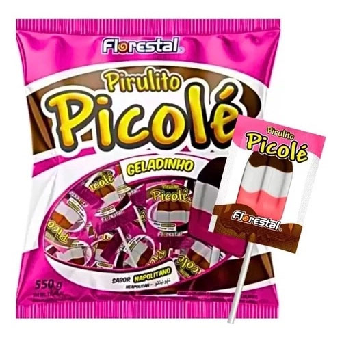 Pirulito Picolé Geladinho 550G Sabor Napolitano