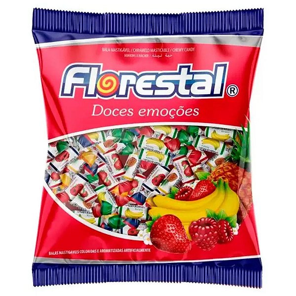 Bala Mastigável Frutas Sortidas - Pacote 380g - 100 Unidades