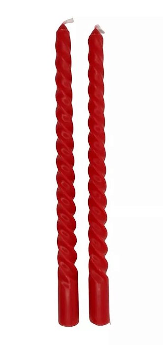 Vela Decorativa Torcida Vermelha 20cm - 2 Unidades