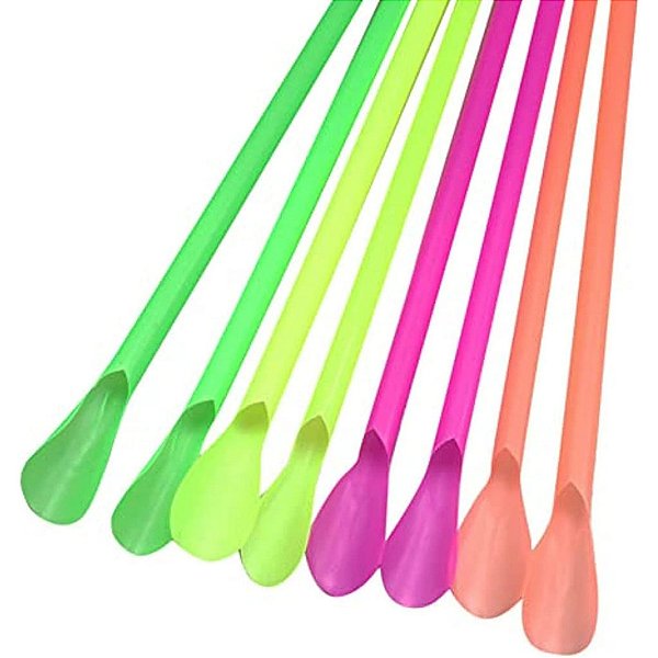 Canudo Mexedor Plástico Colorido Pazinha Sachês Individuais 17cm - 100 Unidades