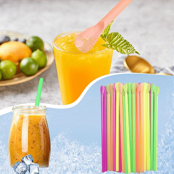 Canudo Colher Mexedor para Drinks – 50 Unidades