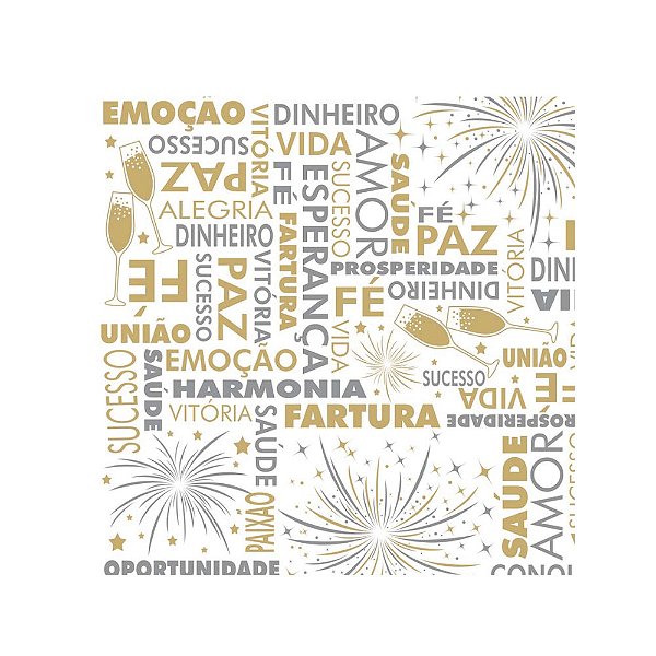TNT Estampado Dourado e Prata Feliz Ano Novo 140cmx1mt 1und