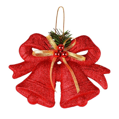 Sino Duplo Vermelho com Glitter 20x14cm