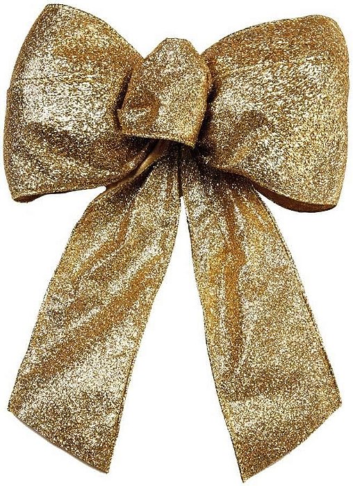 Laço De Árvore De Natal Glitter Dourado - 28cm