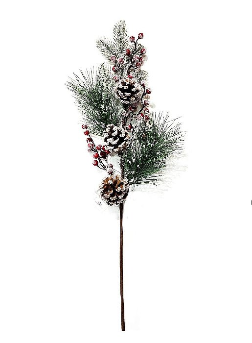 Pick Natalino 50cm Pinhas Folhas e Azevinhos