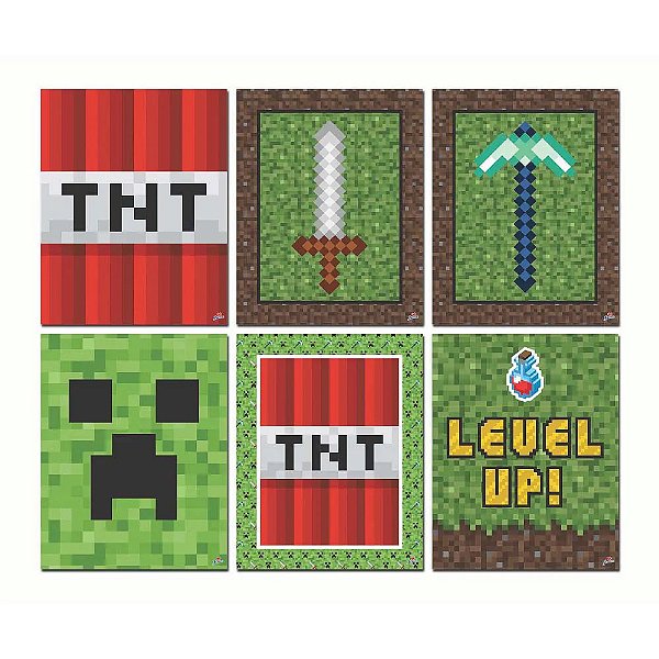 Quadrinhos Divertidos Decorativo Minecraft 20x17cm - 6 Unidades
