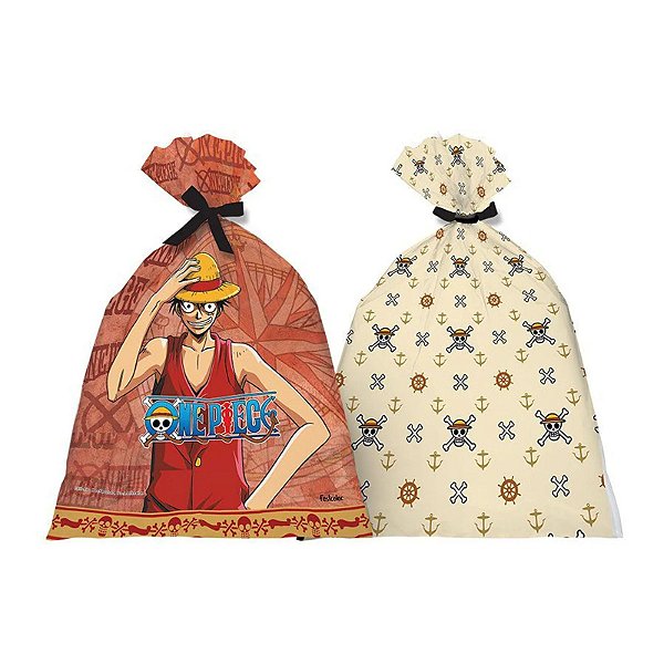 Sacola Plástica Festa One Piece 25x14cm - 8 Unidades