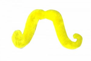 Bigode Falso Amarelo Pelúcia Adulto