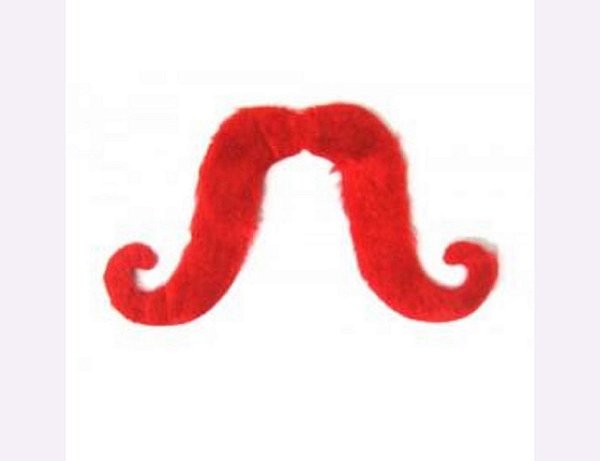 Bigode Falso Vermelho Pelúcia Adulto