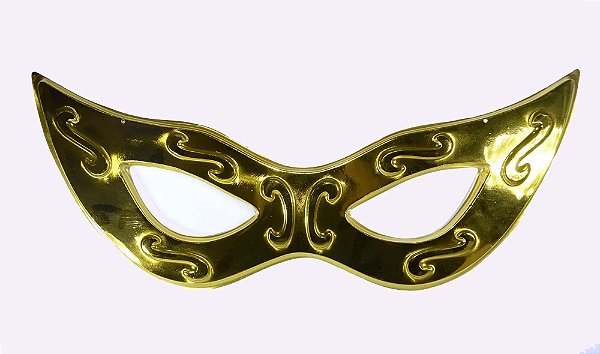 Máscara Grande Metalizada Tiazinha Decoração - Dourado - 77cm x 33cm