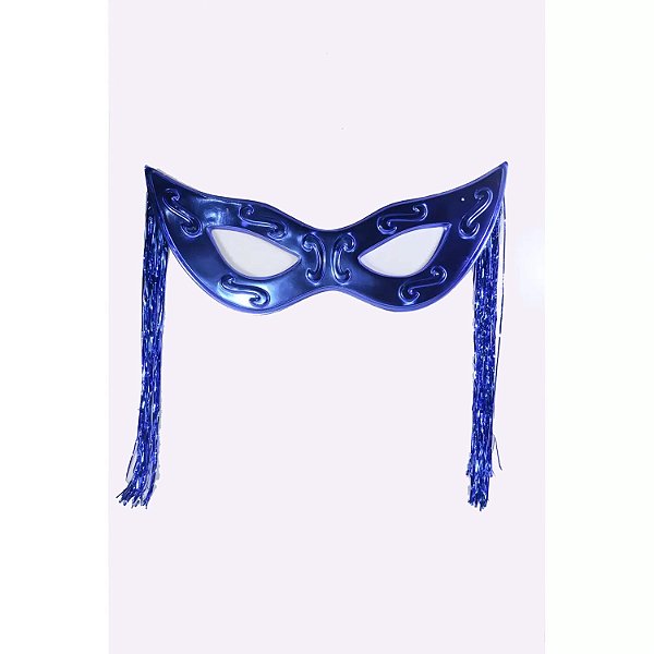 Máscara Tiazinha Metalizada Com Chicote Decoração - Azul - 77cm x 33cm