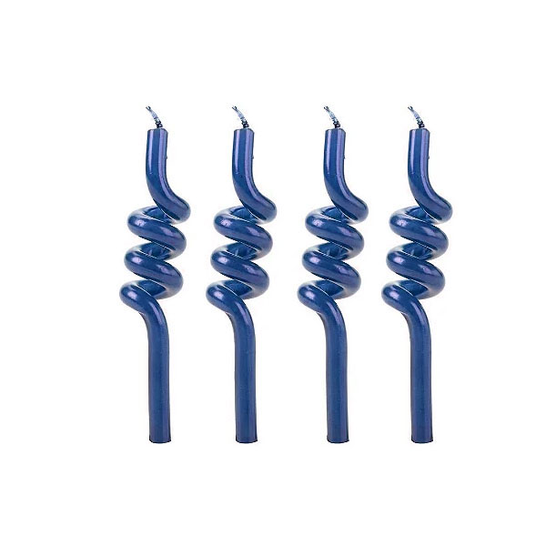 Vela de Aniversário Tubo Metalizada Azul 8cm - 4 Unidades