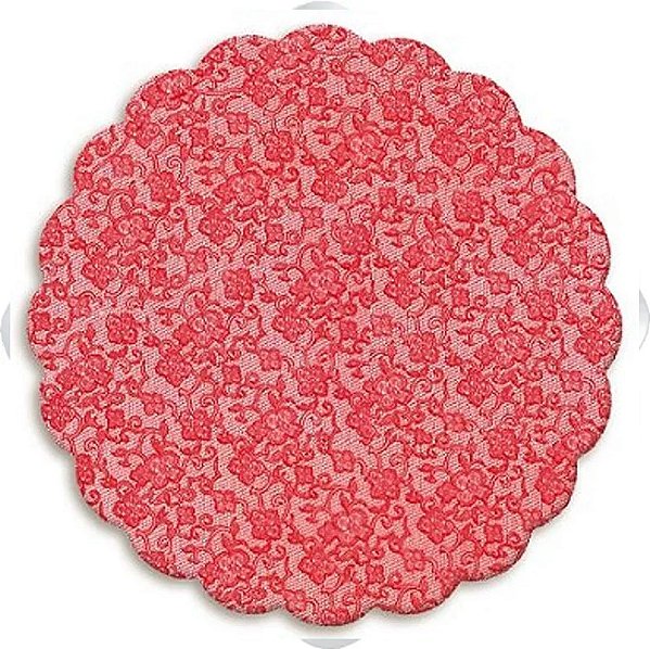 Fundo Rendado Redondo Vermelho 9cm - 100 unidades