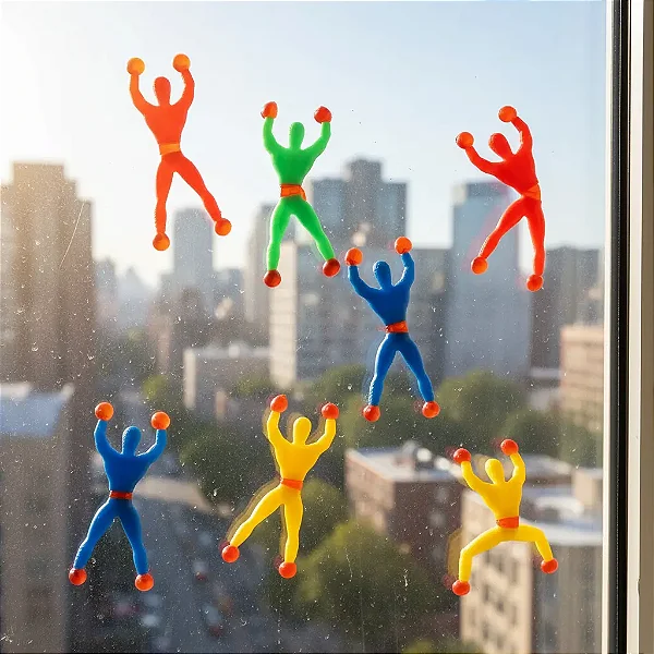 Boneco Gruda e Desce na Parede Colorido - 2 Peças Ninja