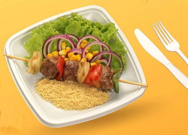 kit Pratos Garfos e Facas Para Churrascos e Refeições Resistentes 21cm - 10 Unidades