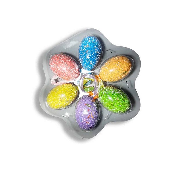 Ovos Decorados de Isopor com Fitilho 6cm - 6und